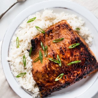 Miso Glazed Salmon with Coconut Rice is a simple yet elegant dish packed with flavor!