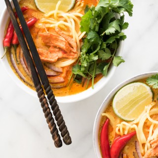 This Spicy Thai Curry Noodle Soup is rich, creamy, and packed with complex and bold flavors. One bite and you'll be truly amazed that this entire dish can be on the table in about 30 minutes.