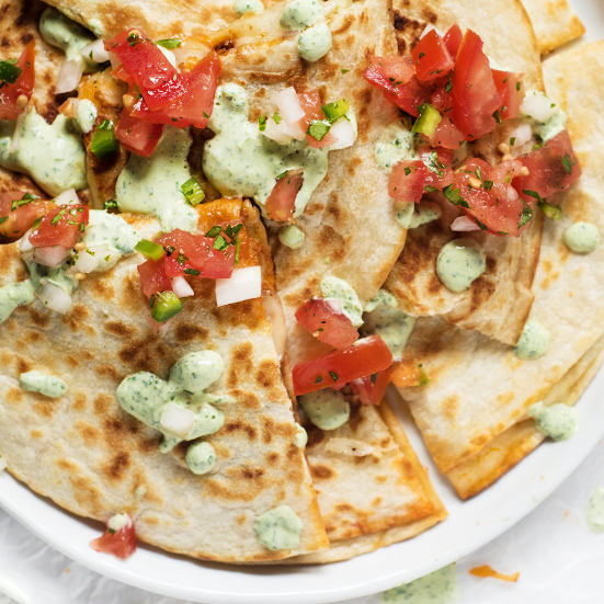 Chorizo Quesadillas With Cilantro Lime Sour Cream