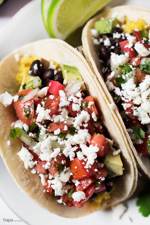 These vegetarian Black Bean Tacos are healthy, filling, and packed with a ton of flavor! Go ahead... have another one.