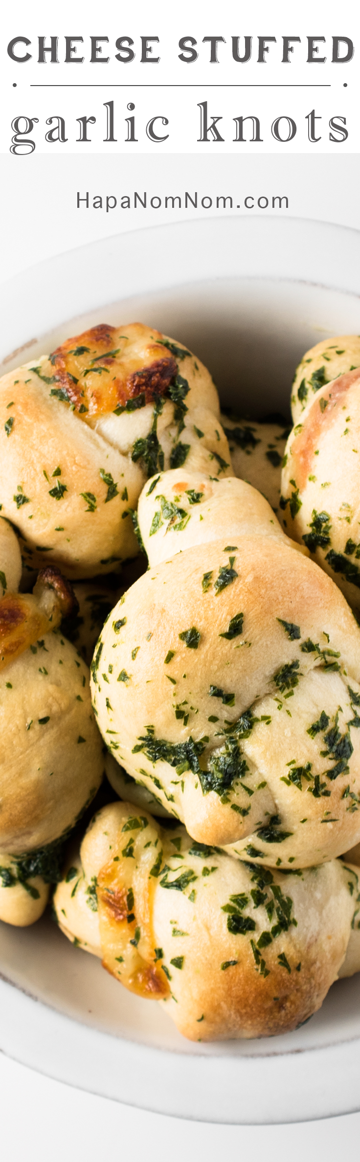 One bite of these Cheese Stuffed Garlic Knots my friends, and you'll be in garlic bread heaven. Talk about wanting to eat all 8 of them - I seriously had to put the knots down and just away.