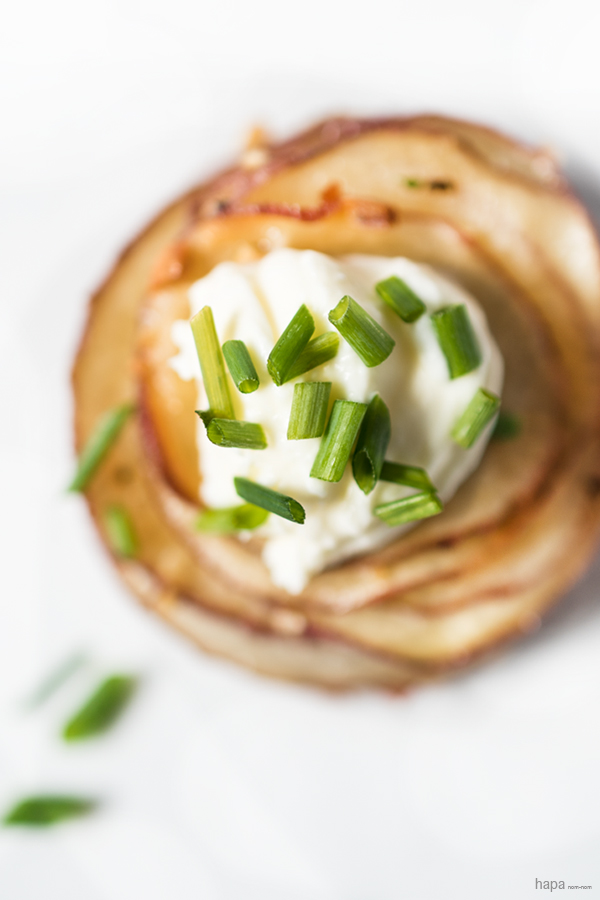 These Sour Cream and Chive Potato Stacks make an elegant presentation but they're so easy to prepare.