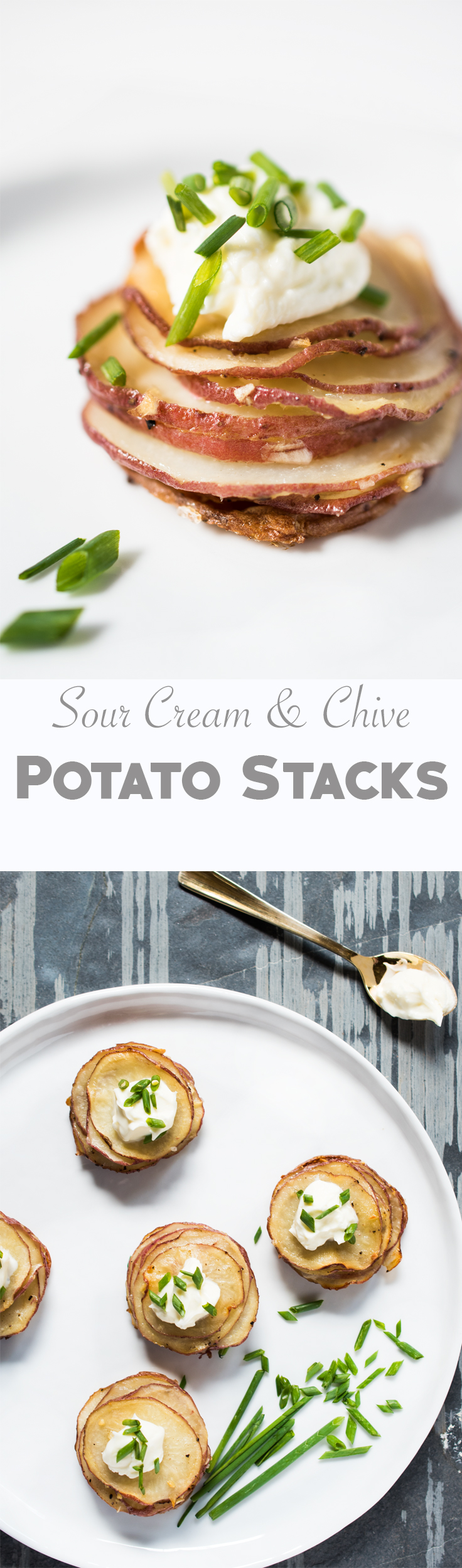 These Sour Cream and Chive Potato Stacks make an elegant presentation but they're so easy to prepare.