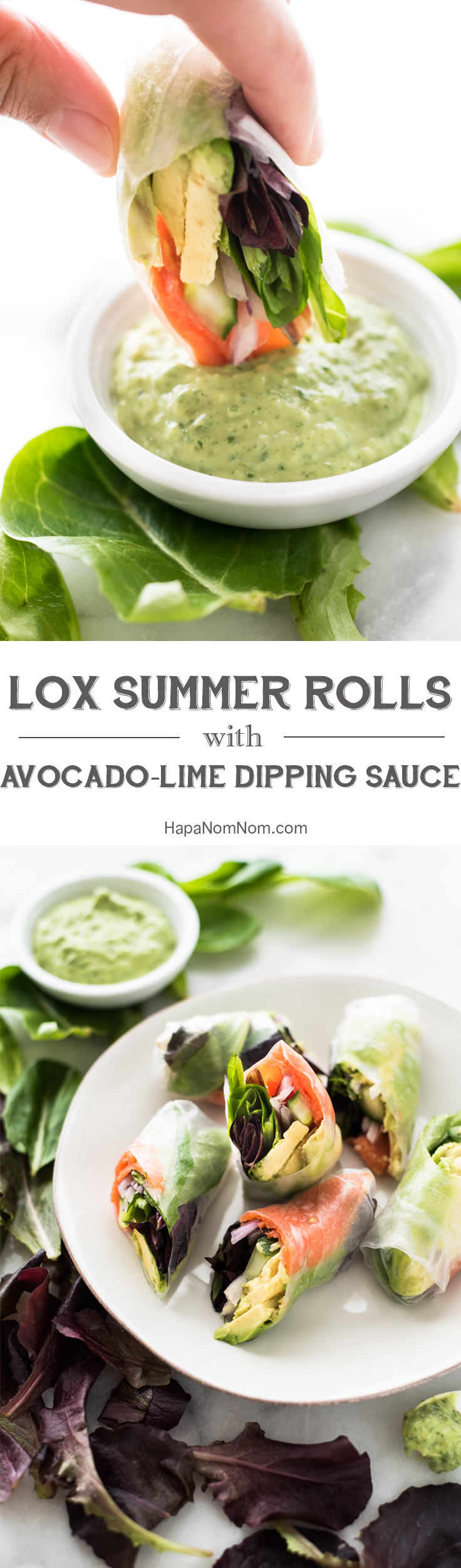 Lox Summer Rolls with Avocado-Lime Dipping Sauce - a Vietnamese twist on a Jewish deli classic