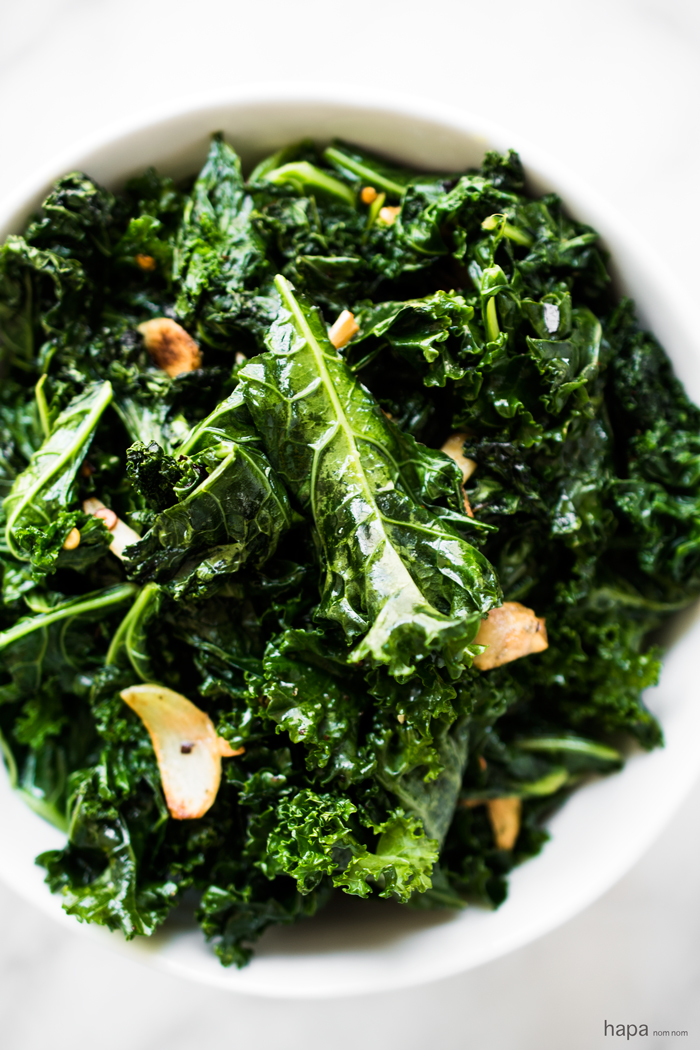 Quick and delicious sauteed kale with garlic, ready in just about 10 minutes!