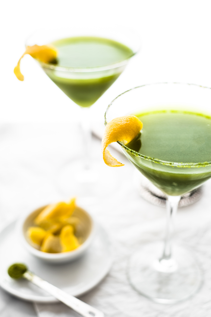 A Japanese twist on a lemon drop cocktail, the earthy-grassy matcha pairs beautifully with the sweet and sour qualities of honey and lemon.