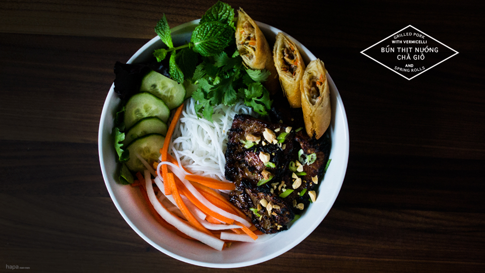 Bun Thit Nuong Cha Gio Grilled Pork and Spring Rolls with Noodles