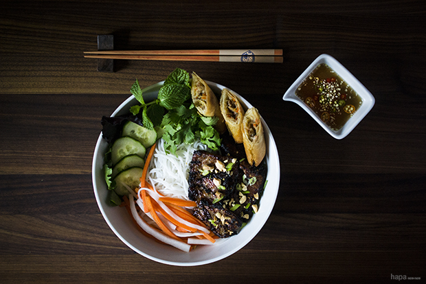 Bun Thit Nuong Cha Gio Grilled Pork and Spring Rolls with Noodles