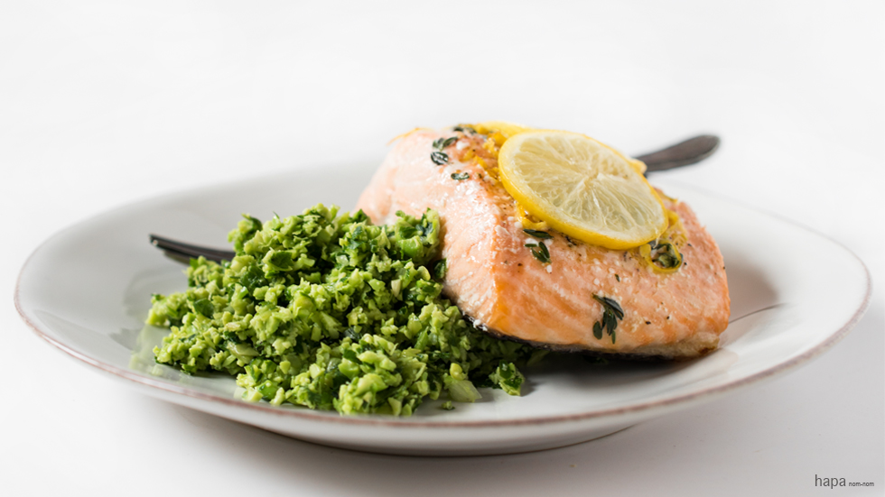 Salmon en Papillote with Edamame Mash