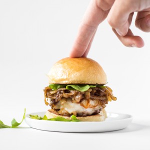 Mini Burger with Caramelized Onions and Garlic Butter