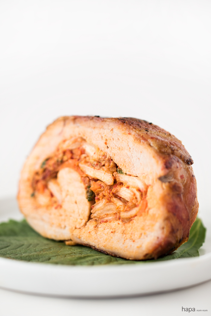 Pancetta-Wrapped Kimchi Pork Roulade - It's like Korean BBQ wrapped into one dish!