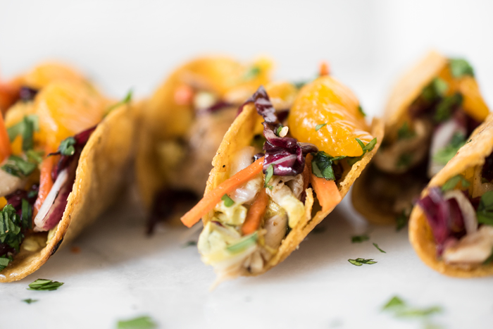 These Chinese Chicken Salad Mini Tacos are the perfect 2-bite party appetizer!