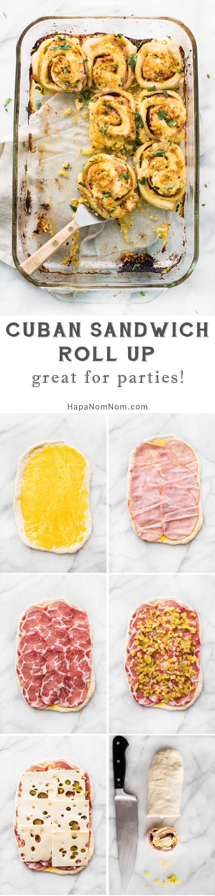 Cuban Sandwich Roll Up with Mojo Sauce Glaze - Perfect for Parties!