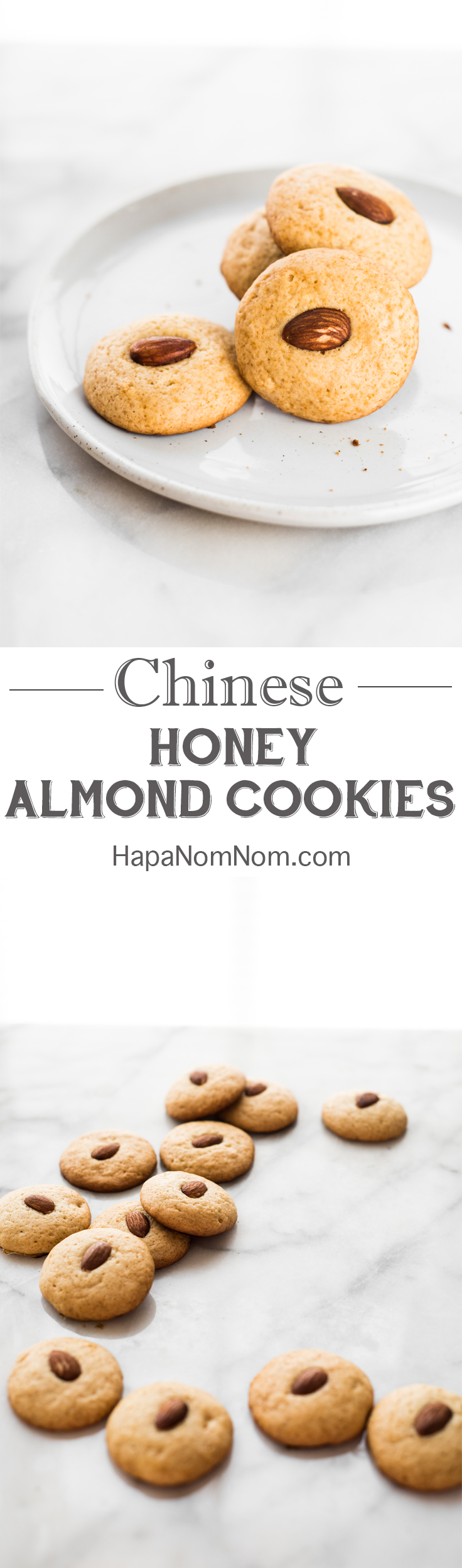 Celebrate Chinese New Year with these delicious Honey Almond Cookies! Softer and lighter than traditional ones, but every bit as delicious!