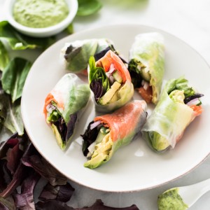 Lox Summer Rolls with Avocado-Lime Dipping Sauce - a Vietnamese twist on a Jewish deli classic