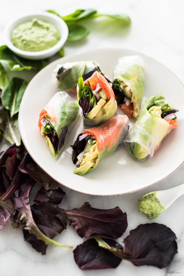 Lox Summer Roll with Avocado-Lime Dipping Sauce