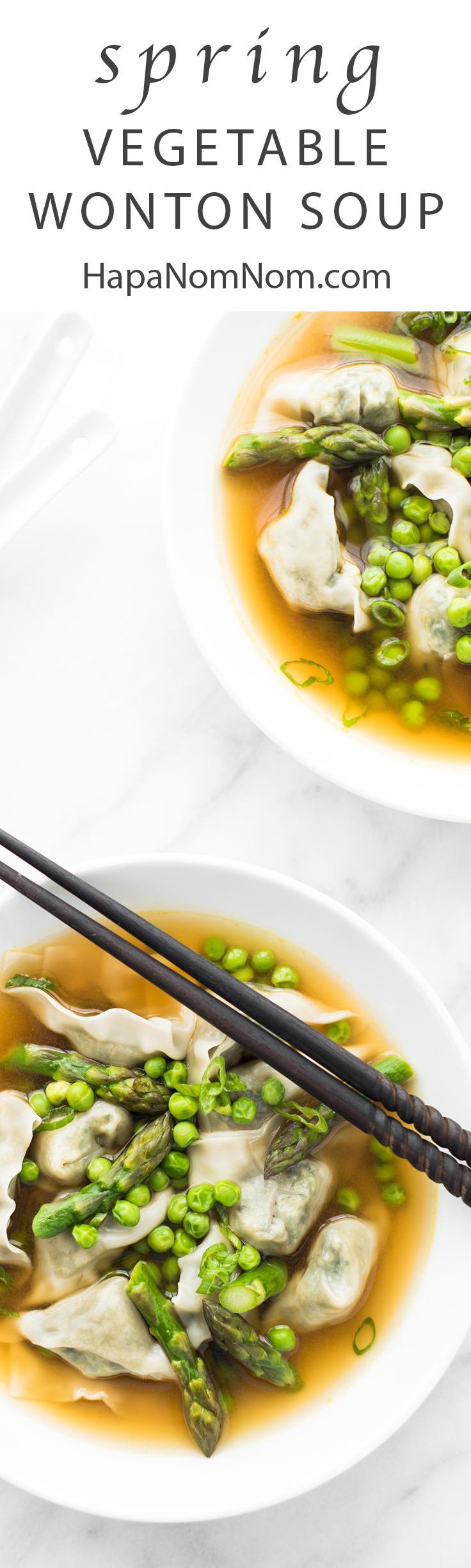 Embrace the season and make this easy Spring Vegetable Wonton Soup! Vegetarian/Vegan friendly + a VIDEO!