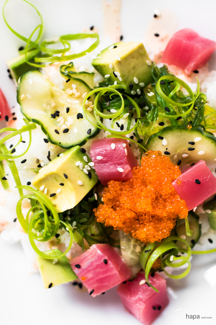 Avocado Tuna Poke Salad Bowl - No Spoon Necessary