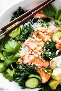 Vermicelli Noodle Bowl with Pan Seared Salmon