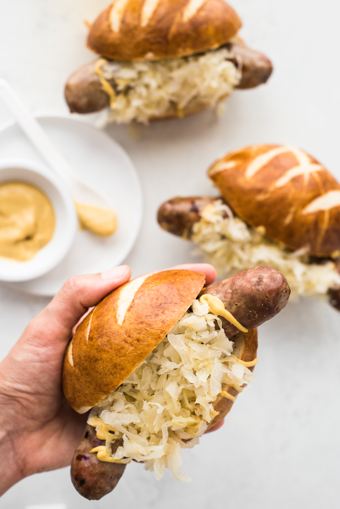 These beer brats are perfect for Oktoberfest, football parties, or just a damn good dinner!